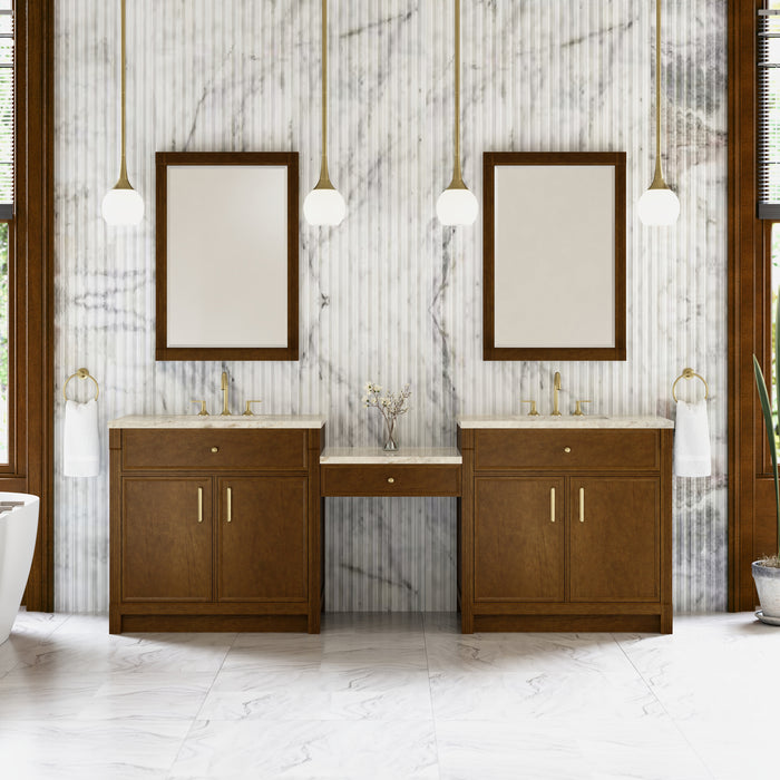 James Martin Vanities Bellshire 96" Dual Vanity Set with 24" Make-Up Counter