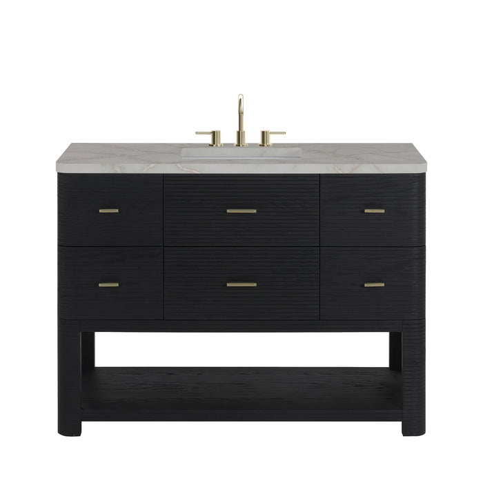Lucian 48" Single Vanity, Carbon Oak w/ 3 CM Victorian Silver Silestone Top w/ FreePower Wireless Charger