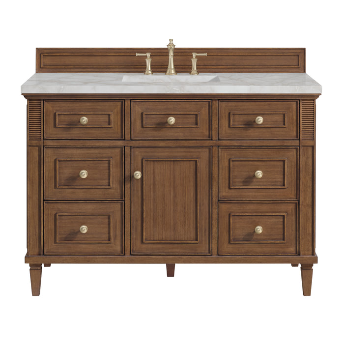 Lorelai 48" Single Vanity, Light Natural Oak, w/ 3 CM Siberian Silestone Top w/FreePower Wireless Charger