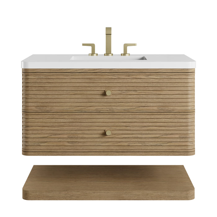 Allamari 36" Single Vanity, Dune Mist w/ 3 CM White Zeus Silestone Top