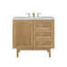 Laurent 36" Single Vanity, Light Natural Oak w/ 3 CM Victorian Silver Top