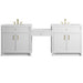 Bellshire 96" Dual Vanity Set with 24" Make-Up Counter, Bright White w/3 cm White Zeus Silestone Top