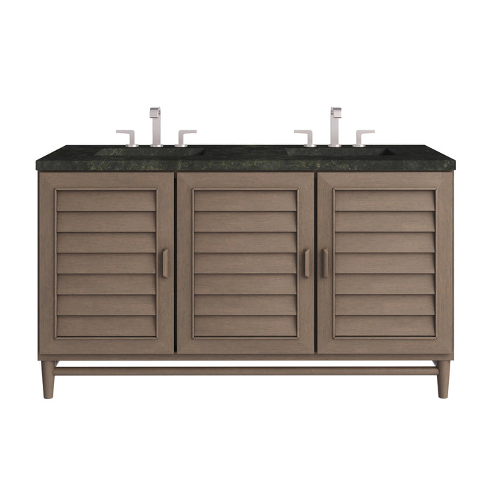 Portland 60" Double Vanity, Whitewashed Walnut, w/ 3 CM Phantome Eclos Top