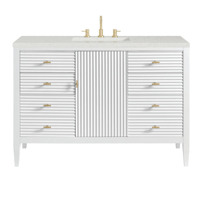 Myrrin 48" Single Vanity, Bright White w/ 3 CM Lime Delight Silestone Top