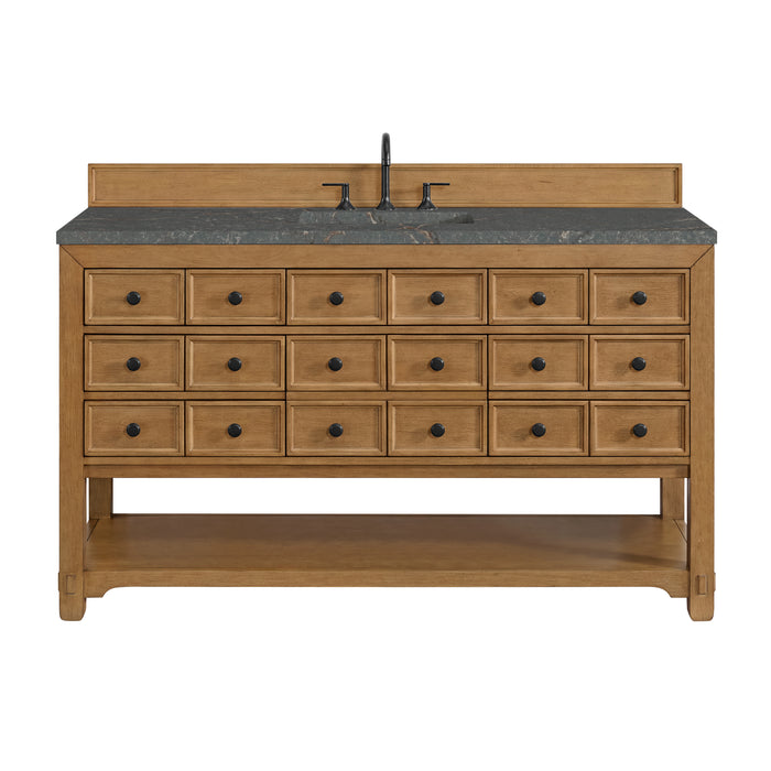 Malibu 60" Single Vanity, Amber Birch w/ 3 CM Parisien Bleu Top