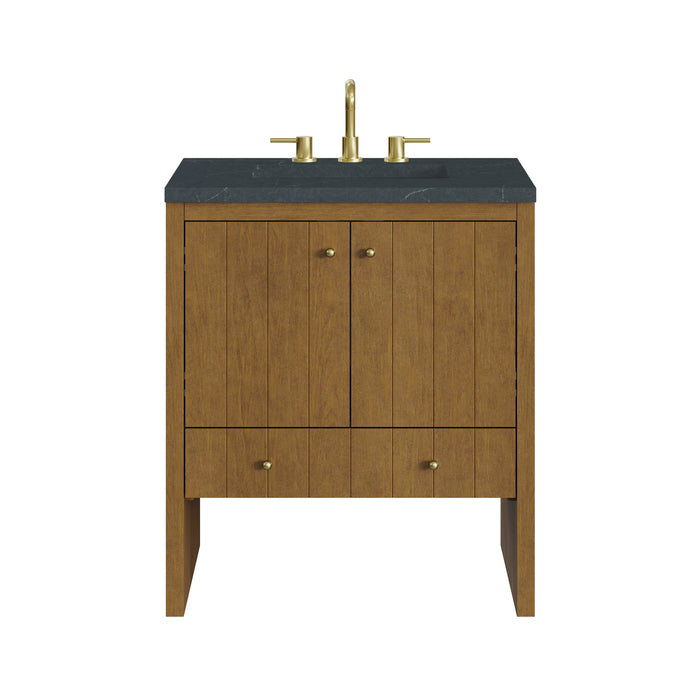 Hudson 30" Single Vanity, Honey Oak w/ 3 CM Charcoal Soapstone Silestone Top
