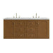 Laurent 60" Double Vanity, Light Natural Oak, w/ 3 CM Parisien Bleu Quartz Top w/FreePower Wireless Charger