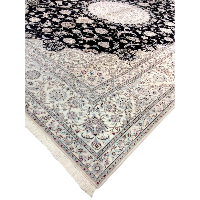 Pasargad Home Azerbaijan Collection Hand-Knotted Silk & Wool Area Rug- 8' 5" X 11' 6", Black 37444