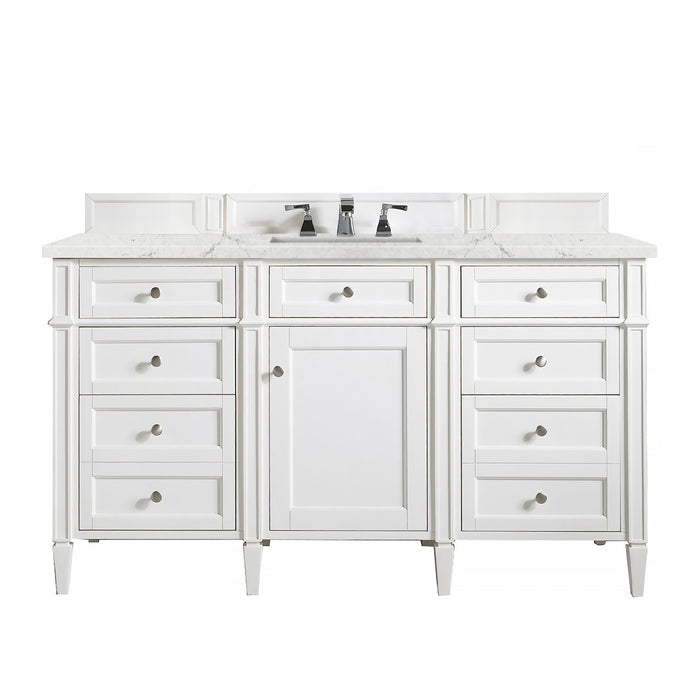 Brittany 60" Single Vanity, Victory Blue, w/ 3 CM Tajnar Eclos Top w/FreePower Wireless Charger