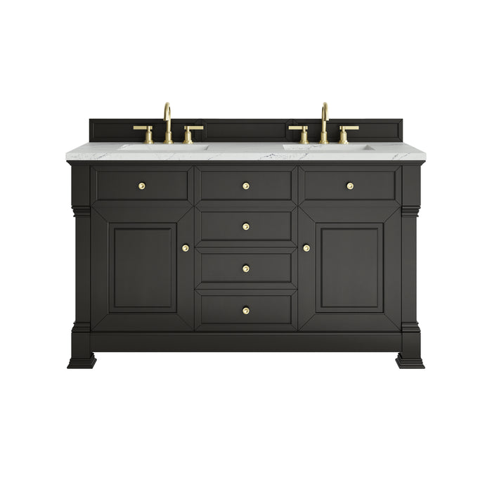 Brookfield 60" Double Vanity, Black Onyx w/ 3 CM Ethereal Noctis Silestone Top