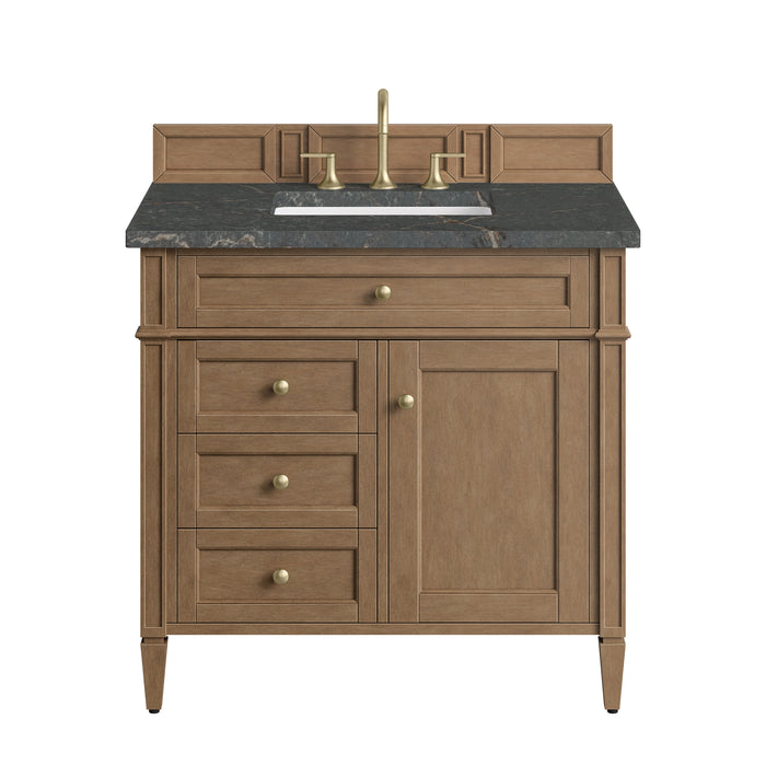 Brittany 36" Single Vanity, Pecan w/ 3 CM Parisien Bleu Silestone Top