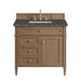 Brittany 36" Single Vanity, Pecan w/ 3 CM Parisien Bleu Silestone Top