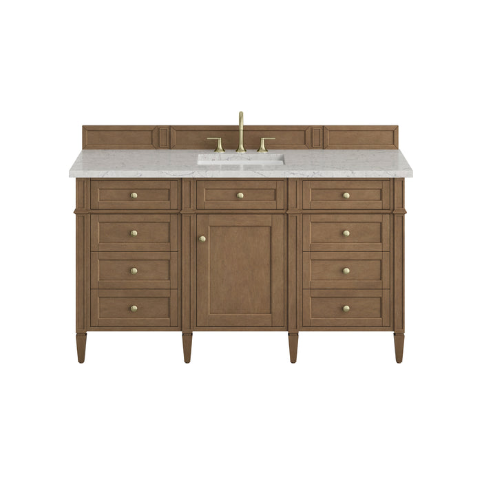 Brittany 60" Single Vanity in Bright White, w/ 3 CM Phantome Eclos Top