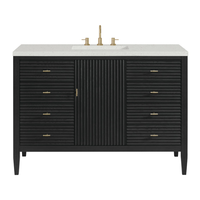 Myrrin 48" Single Vanity, Bright White w/ 3 CM Victorian Silver Silestone Top w/FreePower Wireless Charger