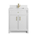 Bellshire 30" Single Vanity, Bright White w/ Single Hole 3 CM White Zeus Silestone Top and Matching Backsplash