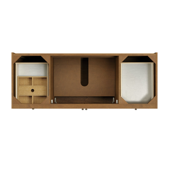 Laurent 60" Single Vanity, Light Natural Oak, w/ 3 CM White Zeus Quartz Top