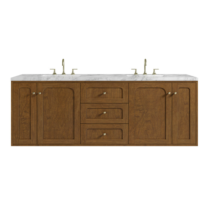 Laurent 72" Double Vanity, Light Natural Oak w/ 3 CM Eternal Jasmine Pearl Top w/FreePower Wireless Charger