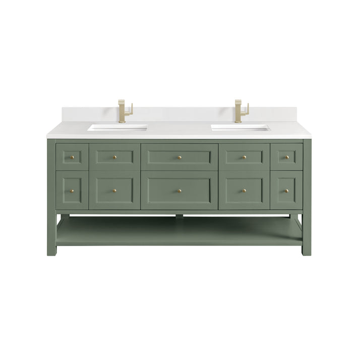 Breckenridge 72" Double Vanity, Light Natural Oak, w/ 3 CM Siberian Silestone Top