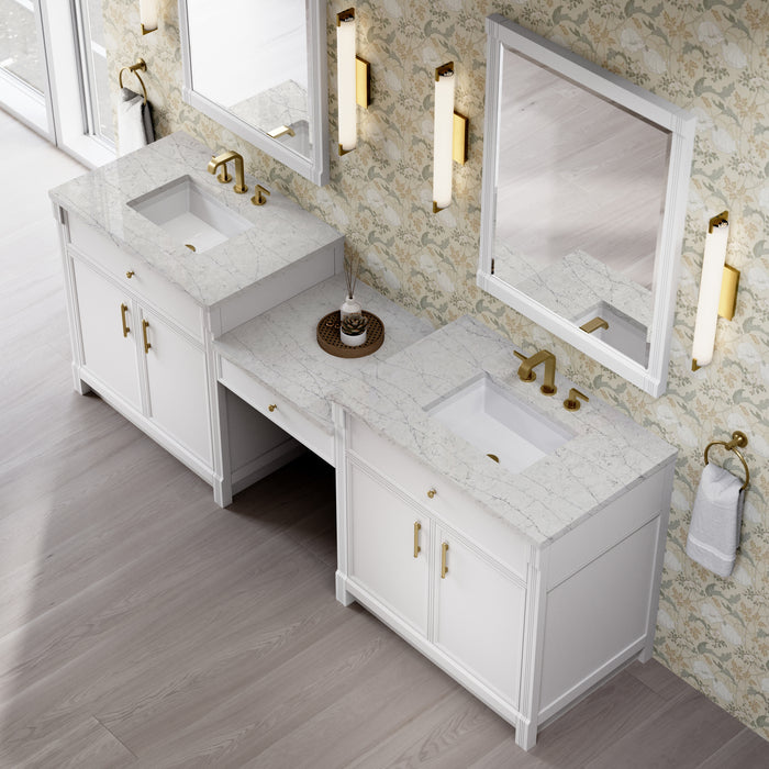 James Martin Vanities Bellshire 96" Dual Vanity Set with 24" Make-Up Counter