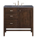Addison 36" Single Vanity, Mid-Century Acacia w/ 3 CM Charcoal Soapstone Silestone Top