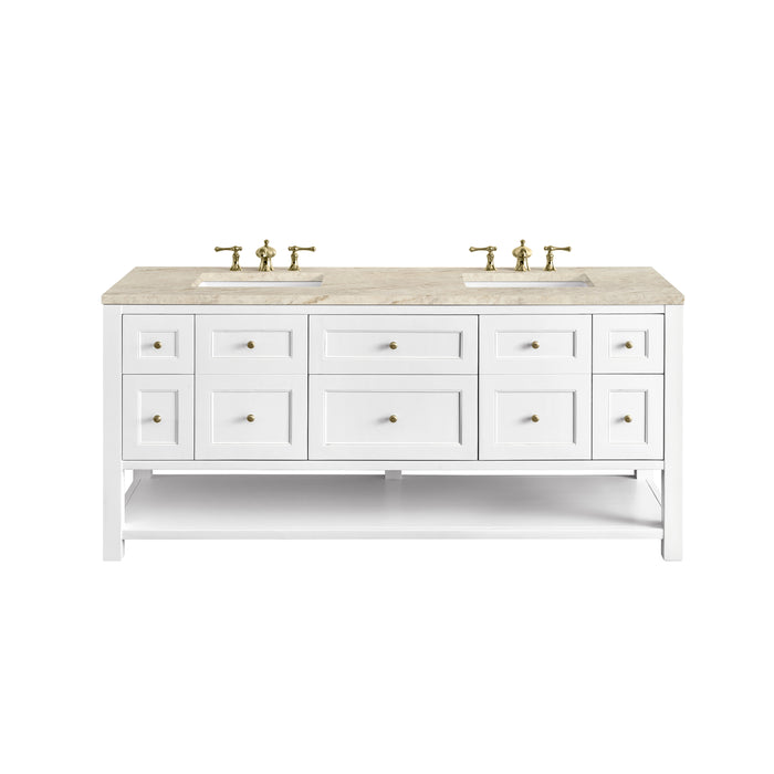Breckenridge 72" Double Vanity, Bright White, w/ 3 CM Tajnar Eclos Top