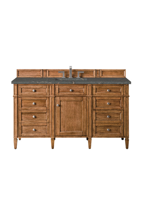Brittany 60" Single Vanity, Saddle Brown w/ Single Hole 3 CM White Zeus Silestone Top & Backsplash