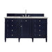 Brittany 60" Single Vanity, Victory Bleu w/ Single Hole 3 CM White Zeus Silestone Top & Backsplash