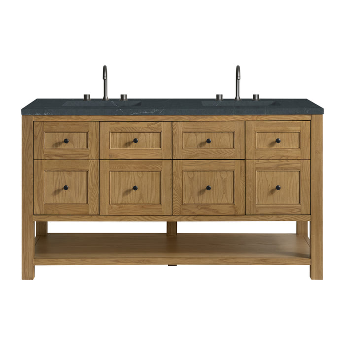 Breckenridge 60" Double Vanity, Bright White, w/ 3 CM Parisien Bleu Quartz Top w/FreePower Wireless Charger