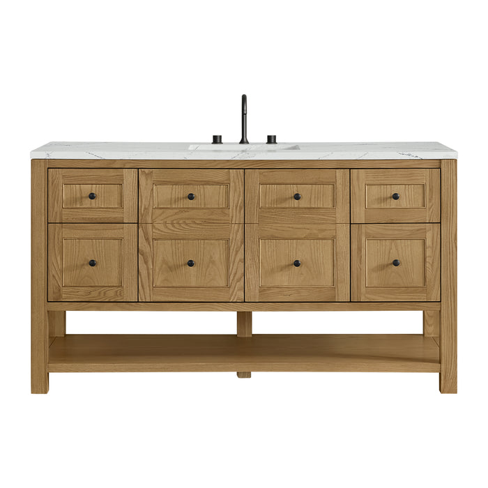 Breckenridge 60" Single Vanity, Bright White, w/ 3 CM Victorian Silver Silestone Top w/ FreePower Wireless Charger
