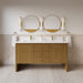 James Martin Hudson 60" Double Bathroom Vanity in Honey Oak, shown in a bathroom setting