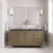 James Martin Chicago 60" Double Bathroom Vanity in Walnut Whisper, shown in a bathroom setting