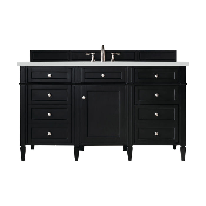 Brittany 60" Single Vanity, Black Onyx w/ 3 CM White Zeus Silestone Top