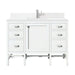 Addison 48" Single Vanity, Glossy White w/ Single Hole 3 CM White Zeus Silestone Top & Backsplash