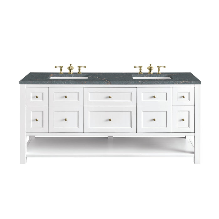 Breckenridge 72" Double Vanity, Bright White w/ 3 CM Parisien Bleu Top