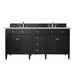 Brittany 72" Double Vanity, Black Onyx w/ 3 CM Victorian Silver Silestone Top