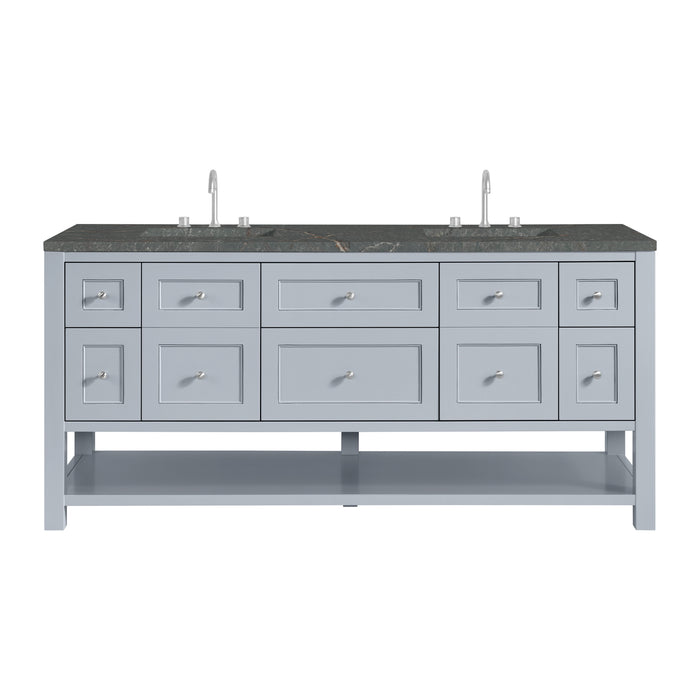 Breckenridge 72" Double Vanity, Smokey Celadon w/ 3 CM Ethereal Noctis Top