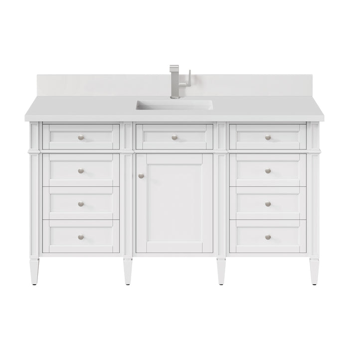 Brittany 60" Single Vanity, Victory Blue w/ 3 CM Carrara Marble Top