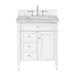 Brittany 30" Single Vanity, Bright White, w/ 3 CM Eternal Jasmine Pearl Silestone Top