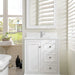 James Martin De Soto 30" Single Bathroom Vanity in Bright White, shown in a bathroom setting