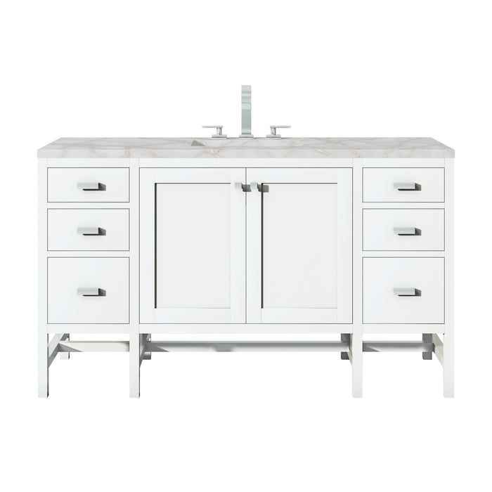 Addison 60" Single Vanity, Glossy White w/ 3 CM Victorian Silver Silestone Top