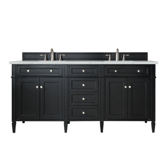 Brittany 72" Double Vanity, Black Onyx w/ 3 CM Ethereal Noctis Silestone Top