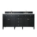 Brittany 72" Double Vanity, Black Onyx w/ 3 CM Ethereal Noctis Silestone Top