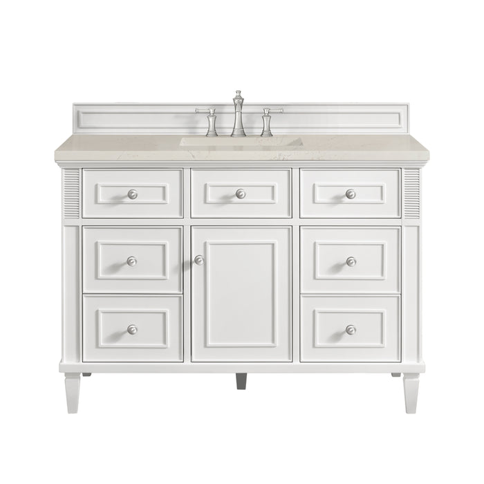 Lorelai 48" Single Vanity, Bright White w/ 3 CM Charcoal Soapstone Silestone Top