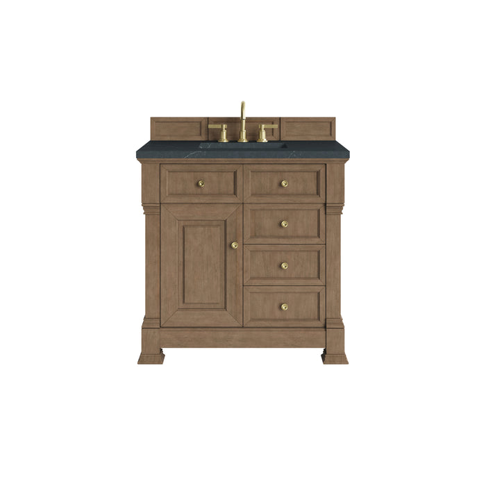 Brookfield 36" Single Vanity, Pecan w/3 CM Charcoal Soapstone Silestone Top