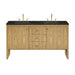Hudson 60" Double Vanity, Light Natural Oak w/ 3 CM Carrara Marble Top