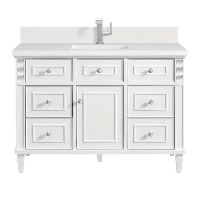 Lorelai 48" Single Vanity, Black Onyx w/ 3 CM Eternal Jasmine Pearl Silestone Top w/FreePower Wireless Charger