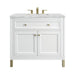 Chicago 36" Single Vanity, Glossy White, w/ 3 CM Victorian Silver Silestone® Top
