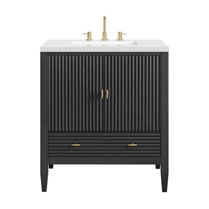 Myrrin 30" Single Vanity, Carbon Oak w/ 3 CM White Zeus Silestone Top