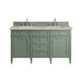 Brittany 60" Double Vanity, Smokey Celadon w/ 3 CM Carrara Marble Top