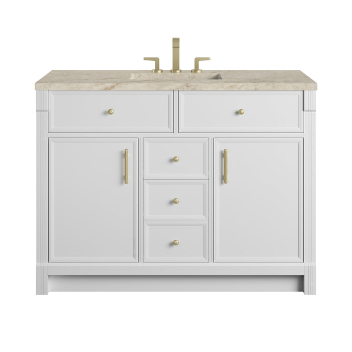 Bellshire 48" Single Vanity, Bright White w/ 3 CM Tajnar Eclos Top
